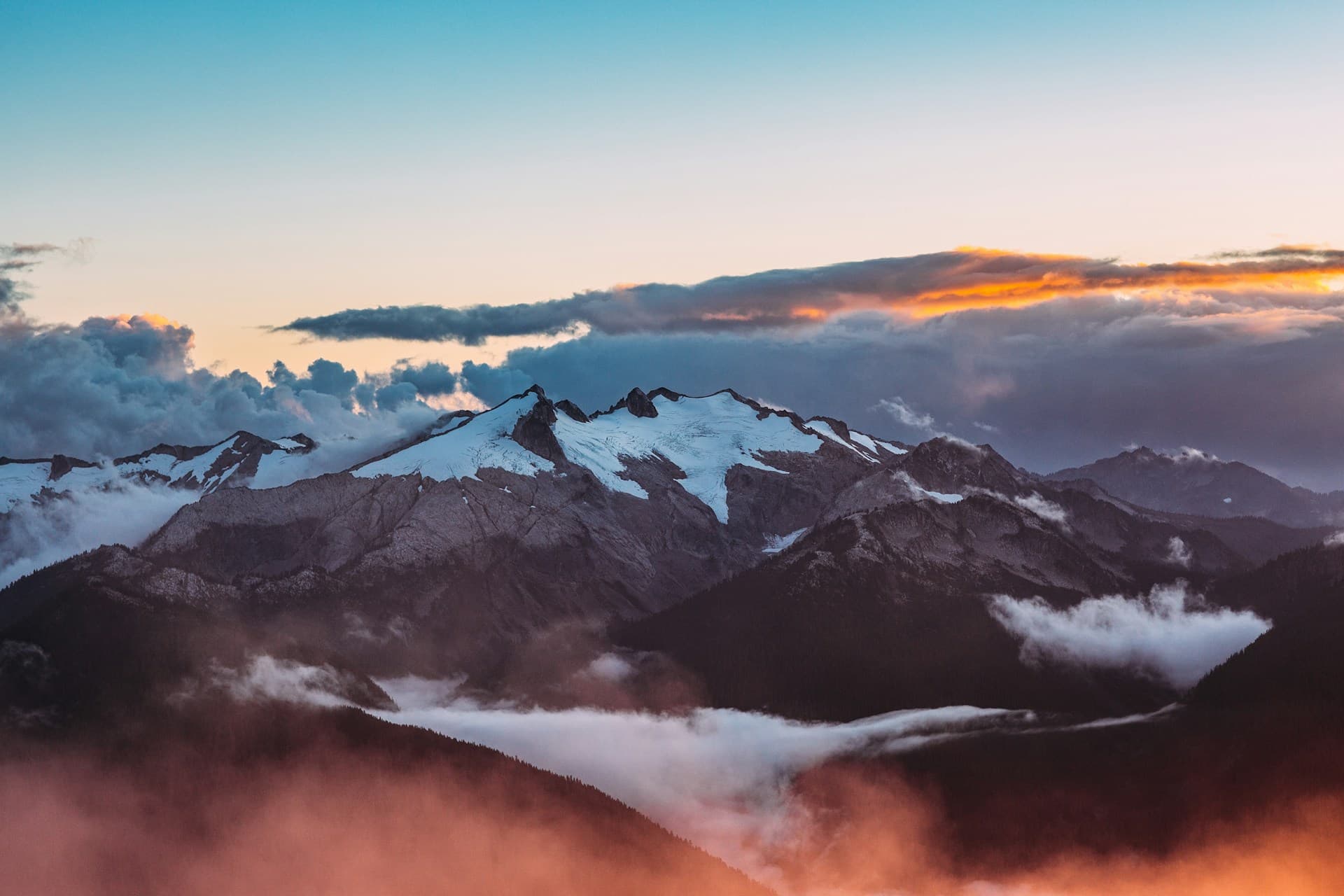 Cloudy mountain tops